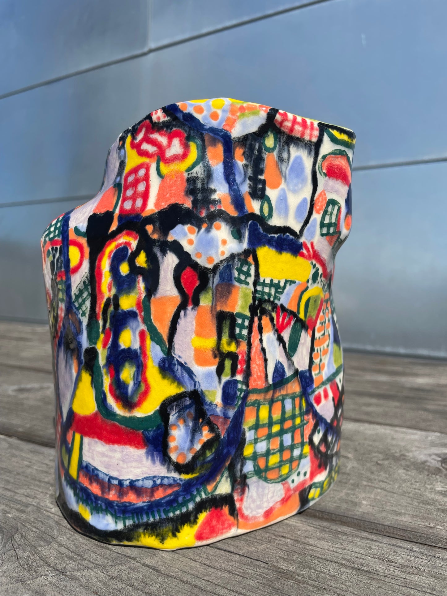Vase / Hand-built & Hand-painted