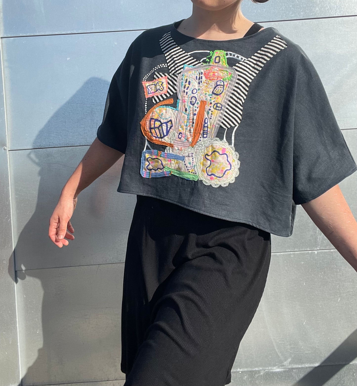 Juniper Tee / "colorful contemplation in the night"/ one-of-a-kind