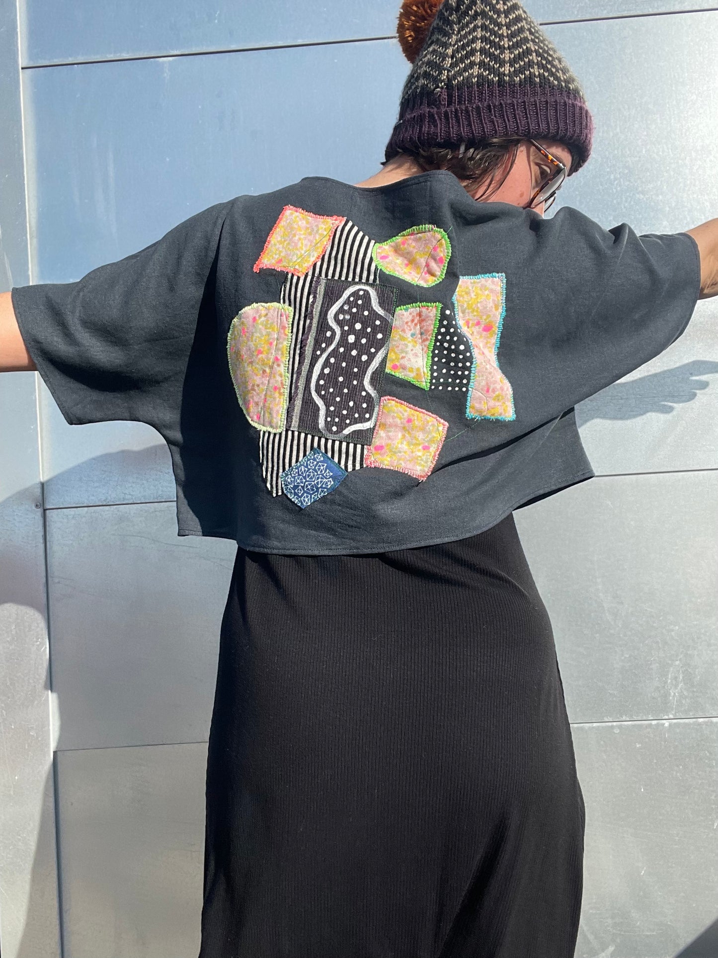 Juniper Tee / "colorful contemplation in the night"/ one-of-a-kind