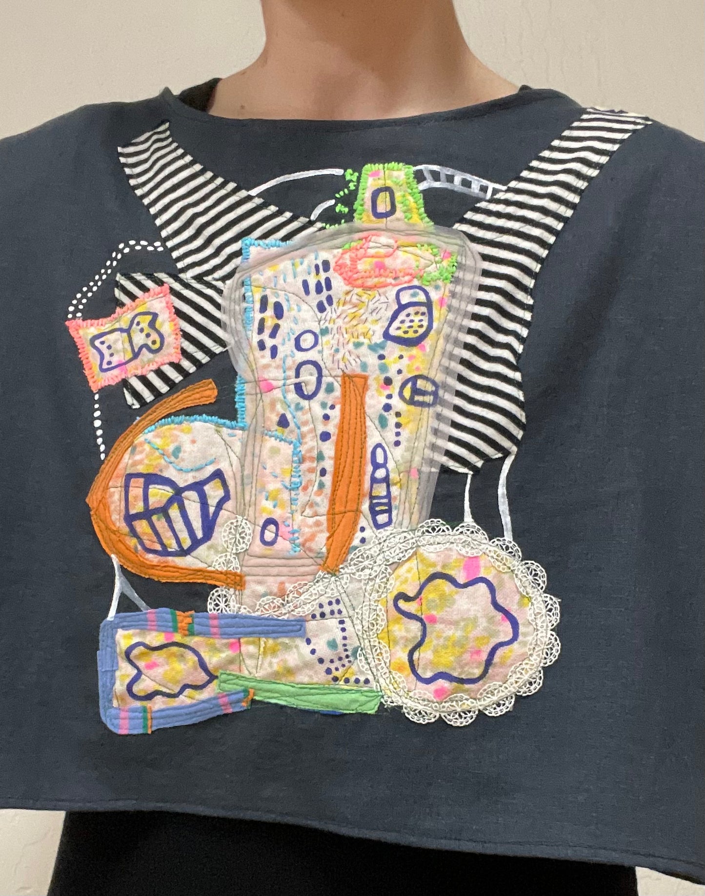 Juniper Tee / "colorful contemplation in the night"/ one-of-a-kind