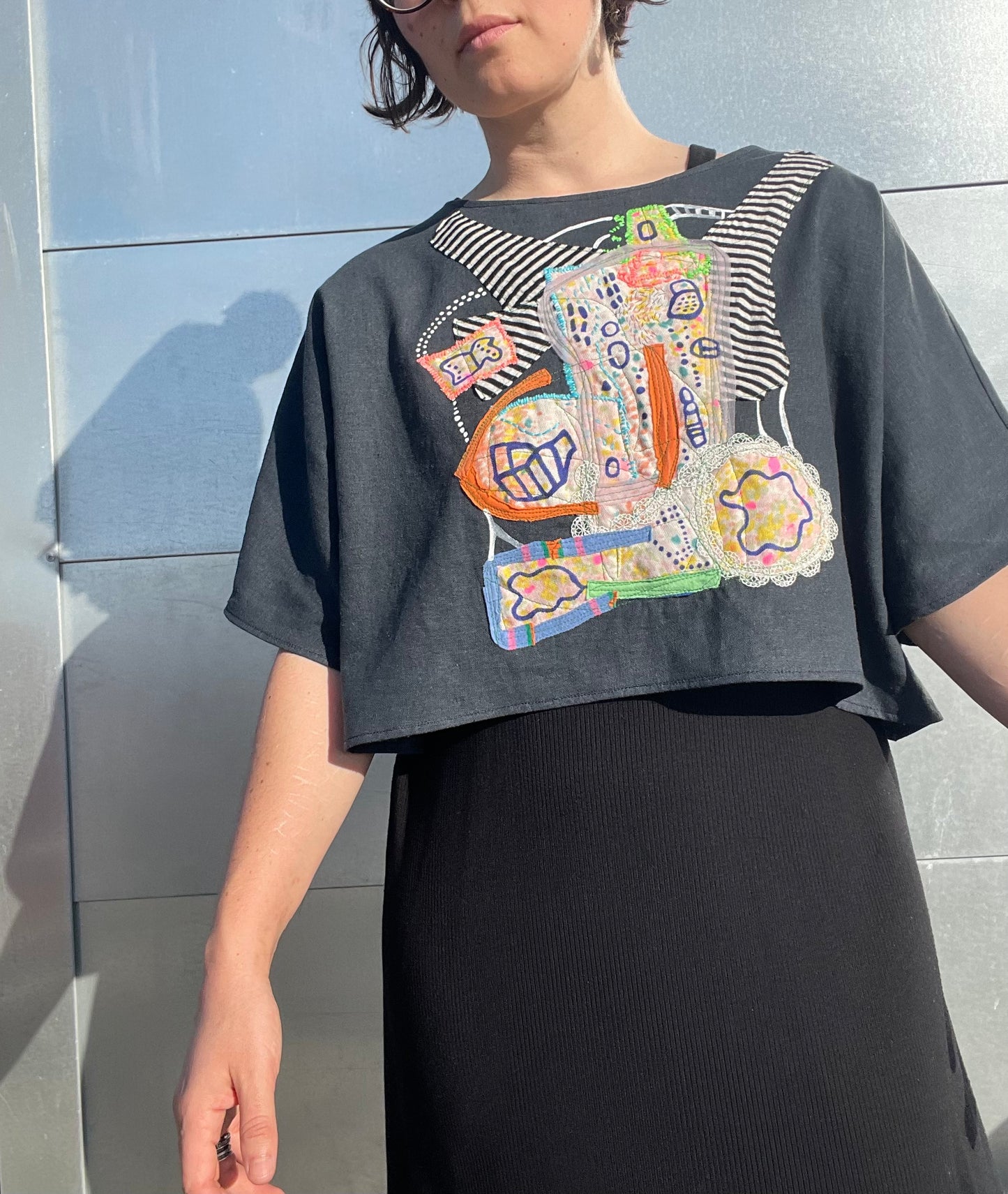 Juniper Tee / "colorful contemplation in the night"/ one-of-a-kind