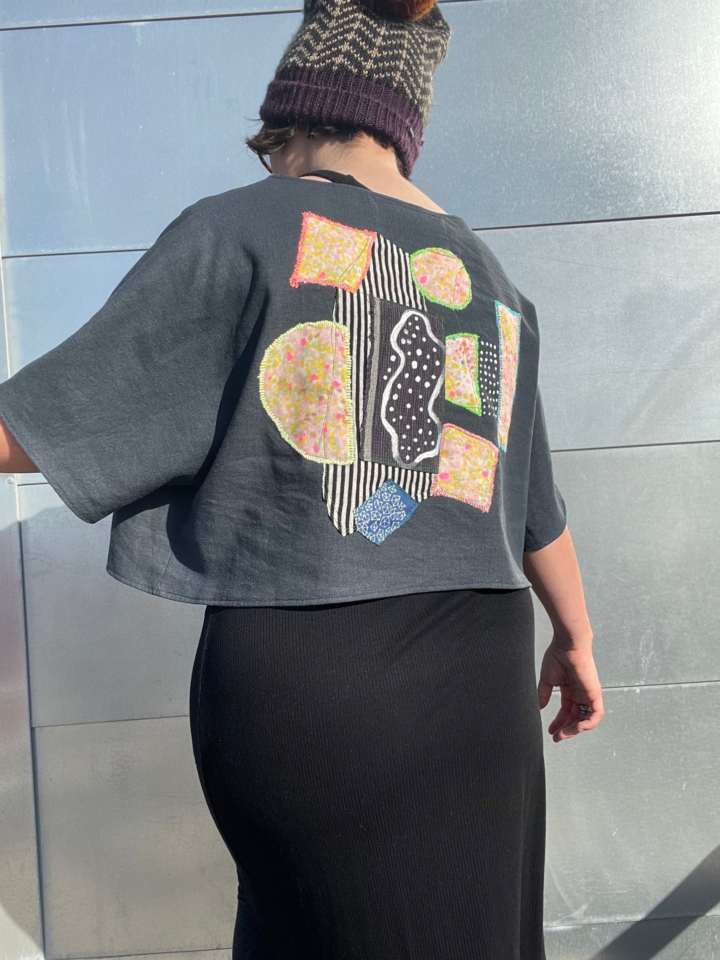 Juniper Tee / "colorful contemplation in the night"/ one-of-a-kind