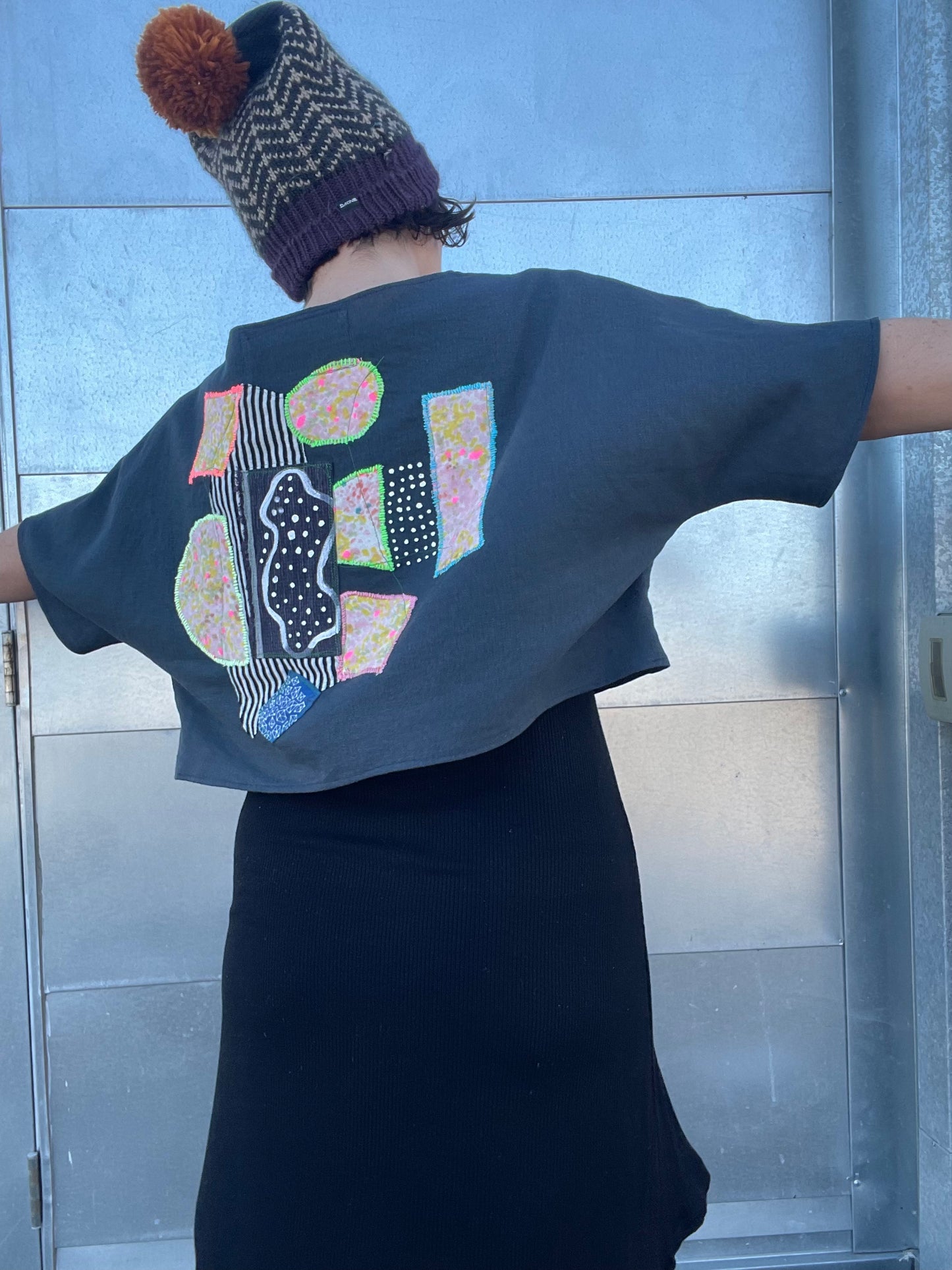 Juniper Tee / "colorful contemplation in the night"/ one-of-a-kind