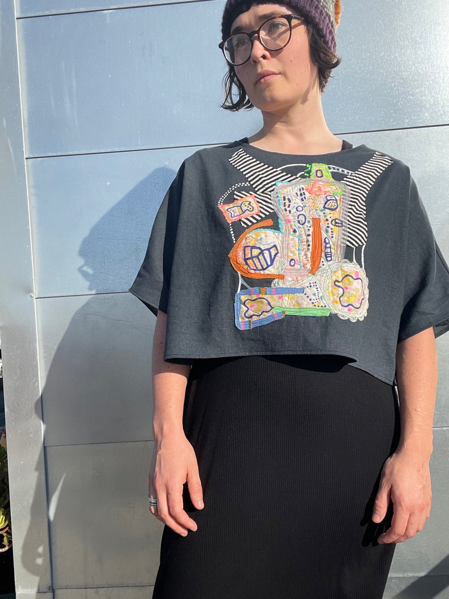 Juniper Tee / "colorful contemplation in the night"/ one-of-a-kind