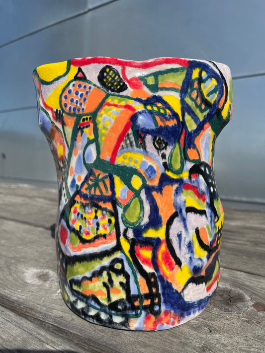 Vase / Hand-built & Hand-painted